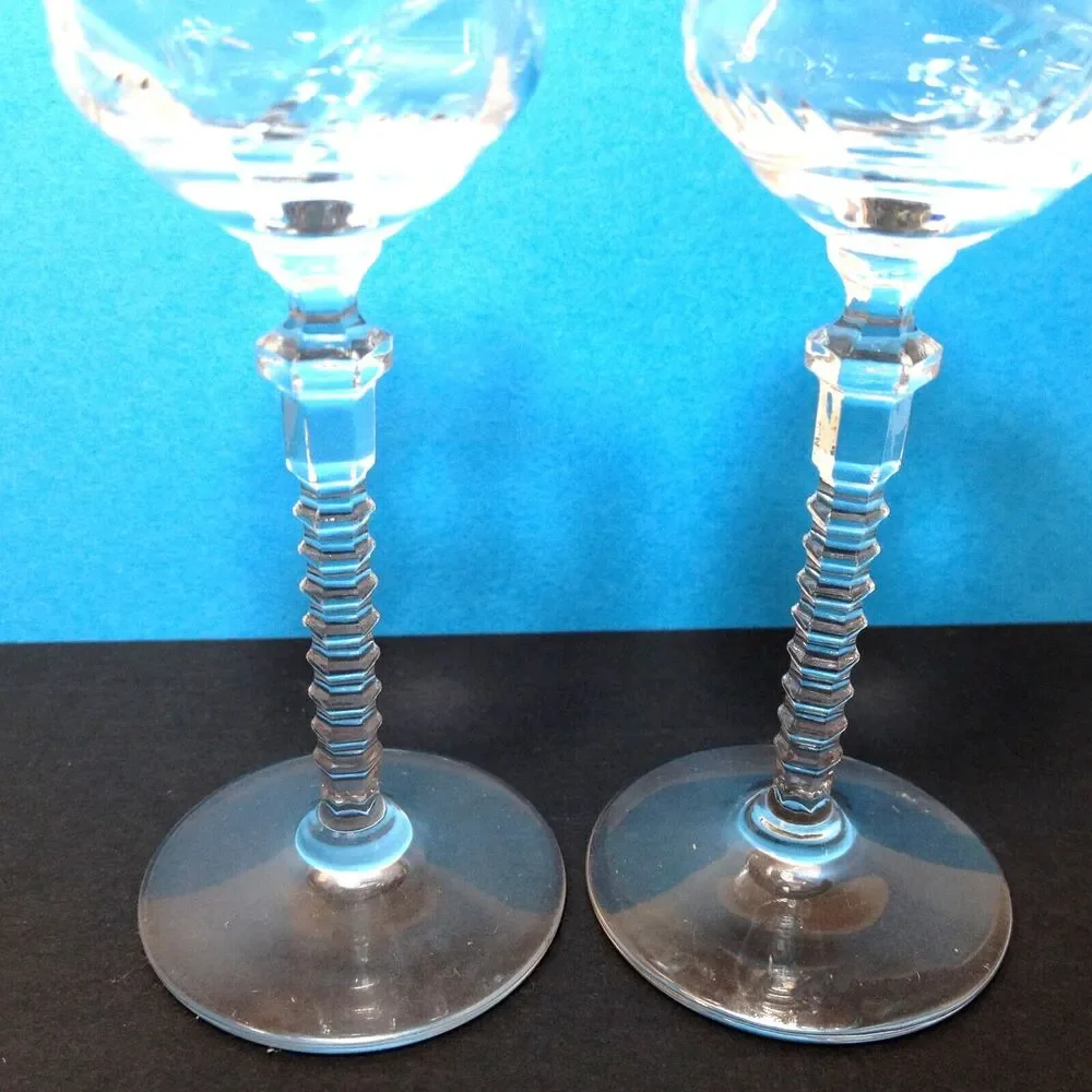 Vintage 2 Elegant Cut Crystal 1 oz. Cordial Glasses / Shot Glass